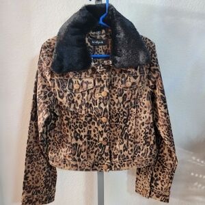 Kidpik Leopard with Removeable Fur Collar Jacket